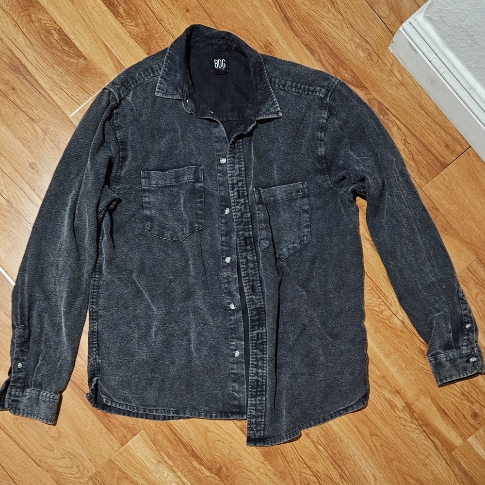 BDG grey washed button up